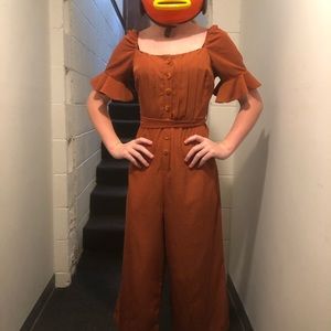 ASOS brand size 6 Women's Burnt Orange Jumper Ruffle Sleeves Button Up